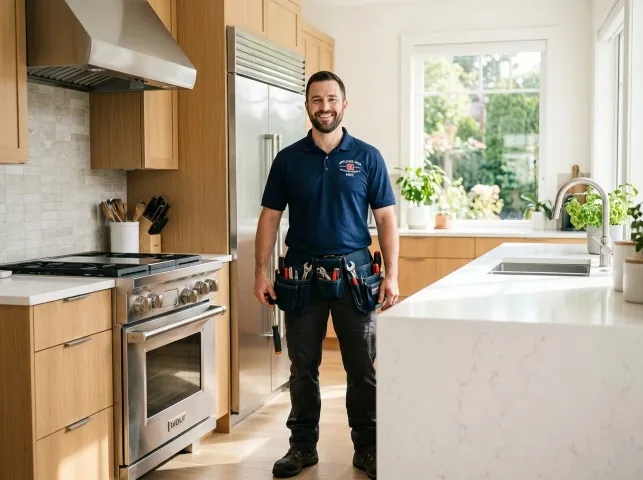 Appliance Repair Hero technician in a Bristol, VA kitchen after an appliance repair